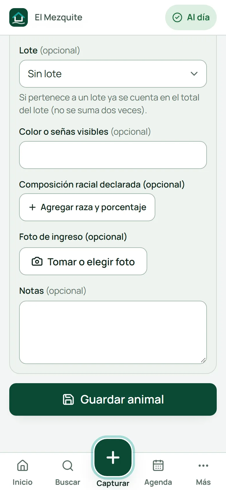 Botón Tomar o elegir foto dentro de Ver más detalles